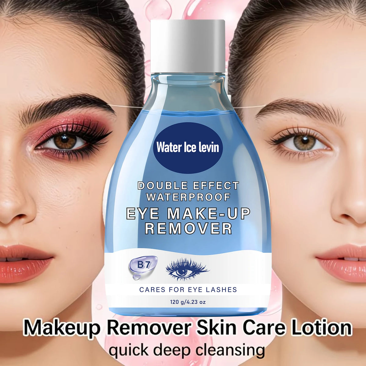 Double Effect Eye Makeup Remover with B7 & Collagen, Gentle on Lashes & Waterproof