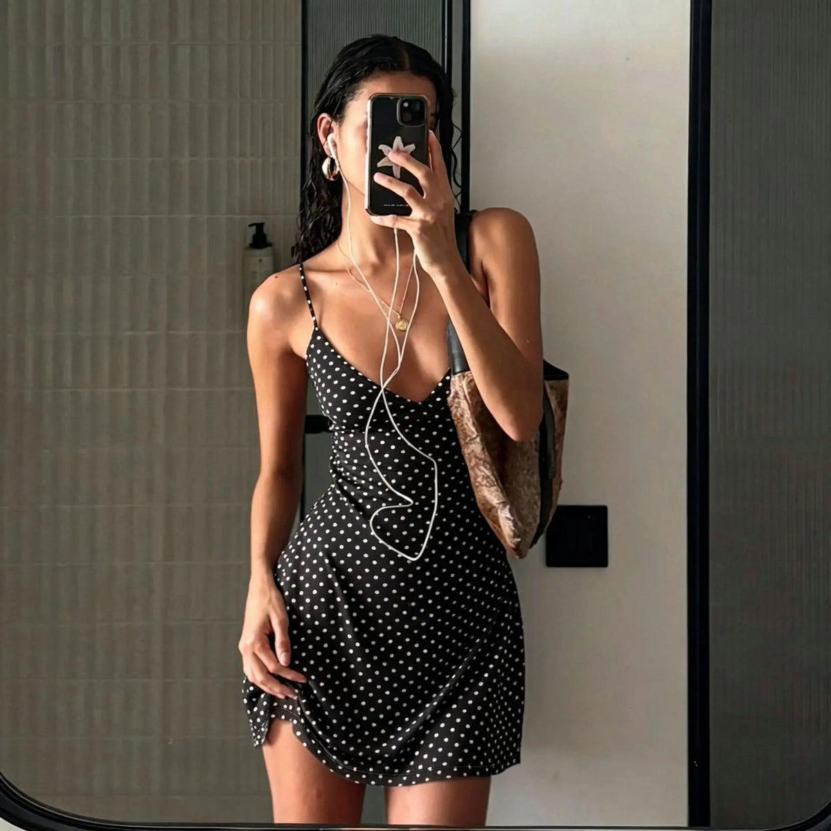 Summer Women's Dress Y2K Sweet Lady Fashion Street Women Dot Print Casual Simple Basic Sleeveless Dress Women's Chic