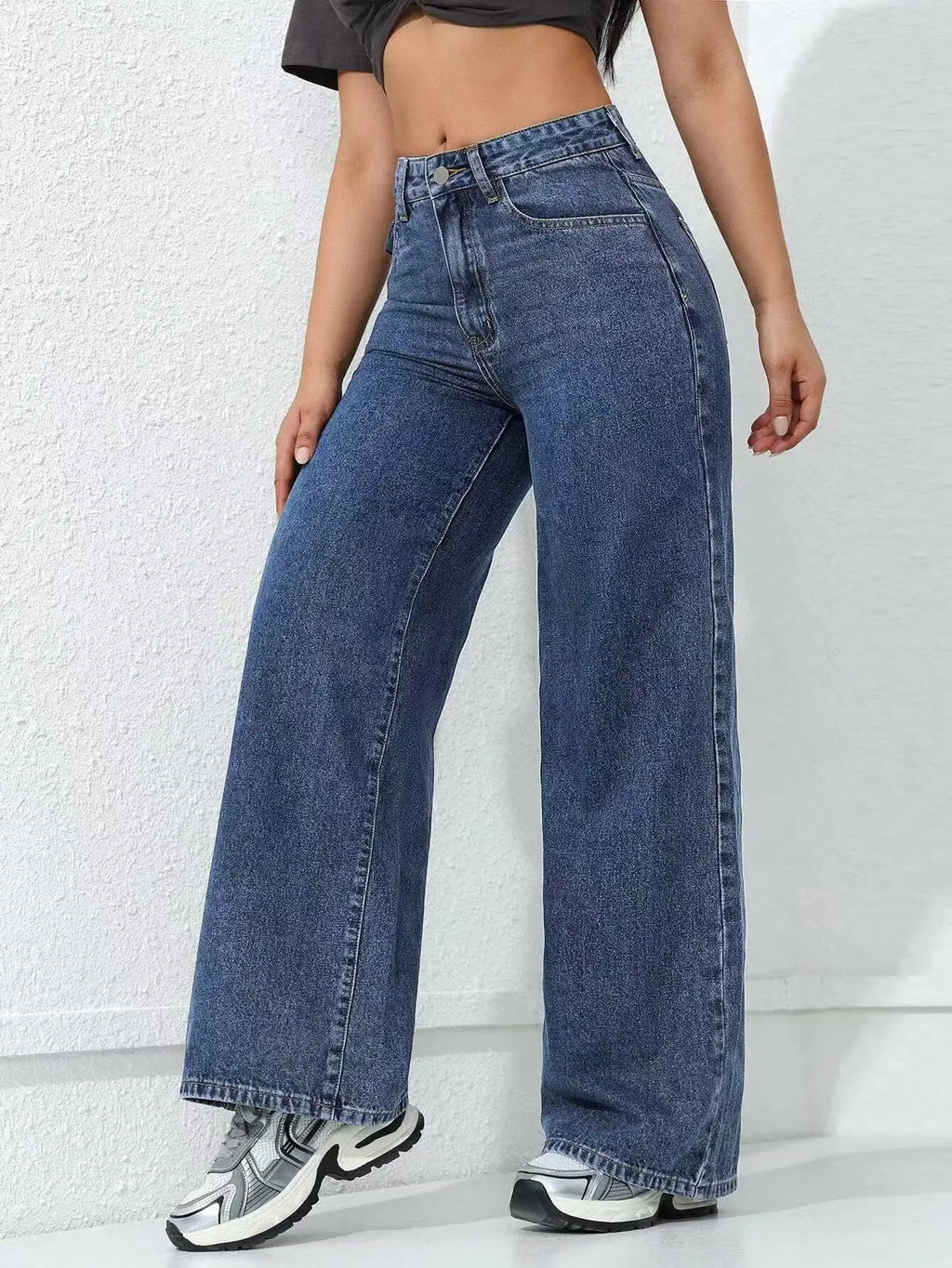 2026 New American Fashion Women's Loose Casual Wide Leg Straight Denim Jeans Baggy Streetwear Pants All Season Trousers