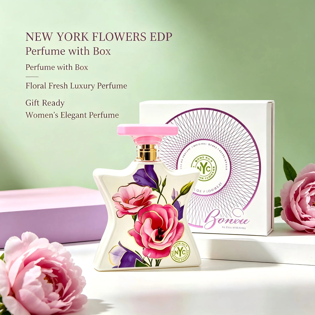 Bond No. 9 New York Flowers Eau de Parfum 100ml 3.4 fl.oz Women Luxury Perfume Floral Fresh Long Lasting Signature Scent New York Fragrance Fall Back To School Halloween Thanksgiving Christmas Holiday Birthday Wedding Anniver