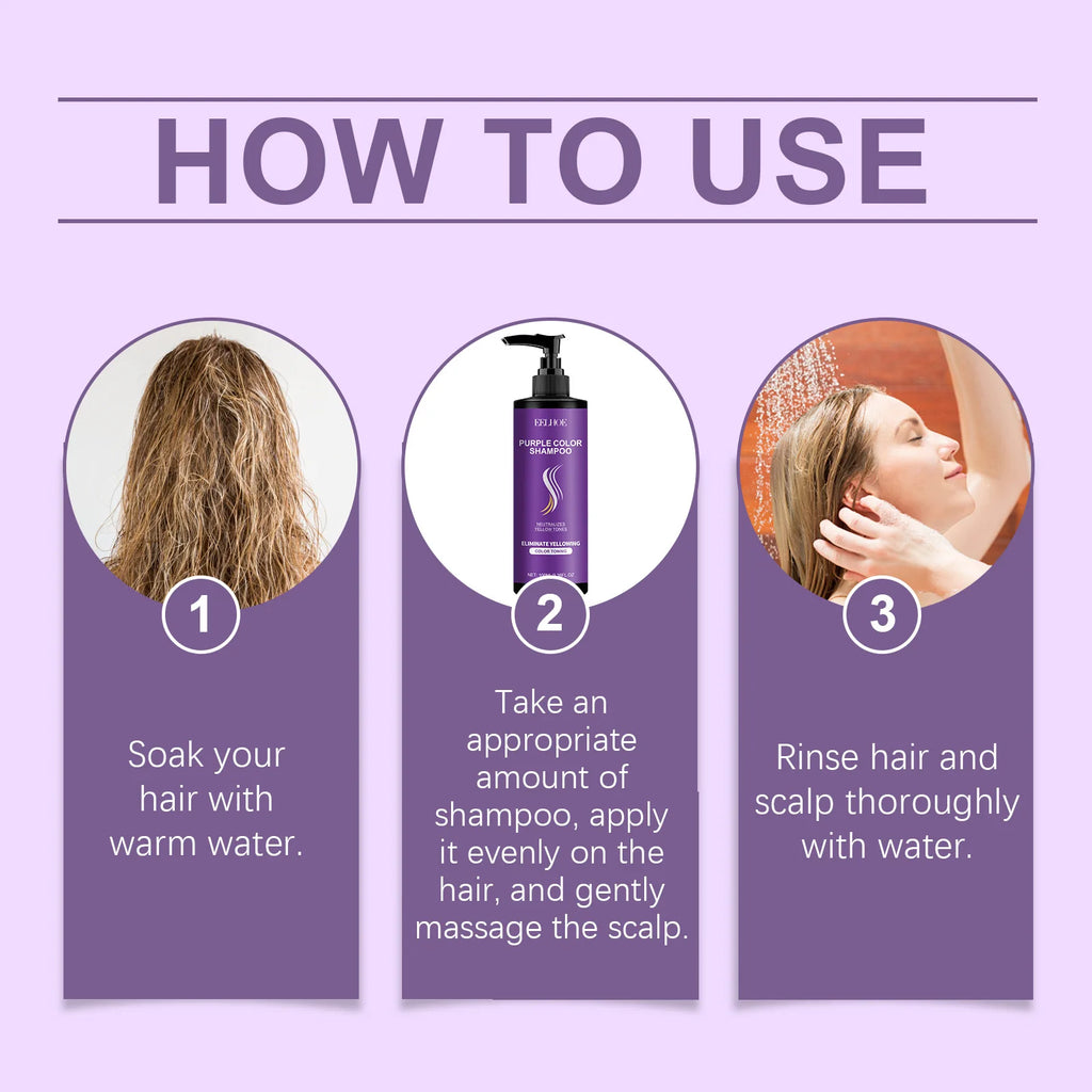 EELHOE Purple Shampoo for Blonde Hair Color Fix Fading Yellow Remedy for Gray Hair Cover After Professional Hair Bleach Shampoo