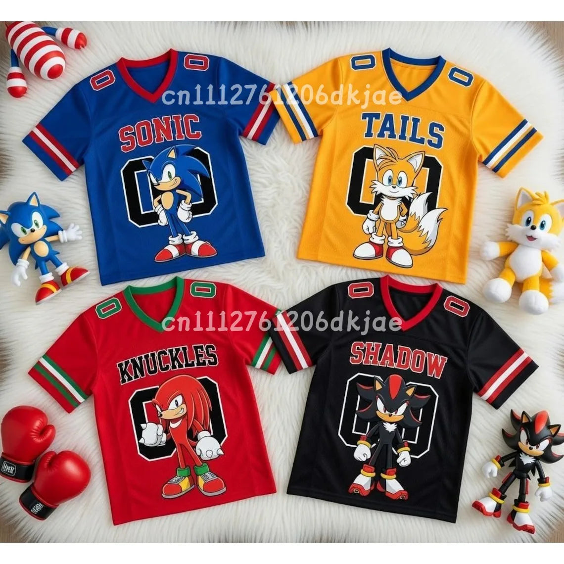 2026 Latest Kids/Adult Personalized Sonic Football Shirt Summer V-neck Sports T-shirt Sonic Cosplay Clothing Football T-shirt