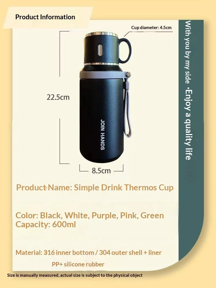 316 Stainless Steel Insulated Water Bottle 24 Hour Hot Cold Leak Proof with Straw and Lid for Gym Travel Outdoor Sport
