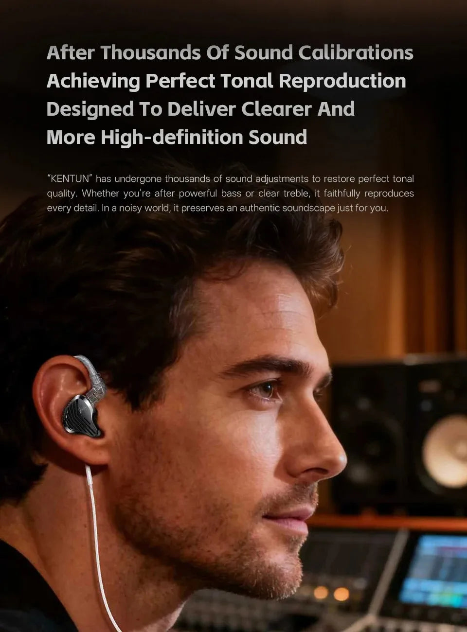 Gk Kunten 1DD Dynamic Drive Earphone Hifi IEMs In Ear Earbuds 2pin Detachable Cable Metal Gamer Headset