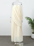 Sexy Pleated Strapless Maxi Dress Women Chic Solid Sleeveless Backless Loose Long Dresses 2026 Summer Lady Vacation Beach Outfit