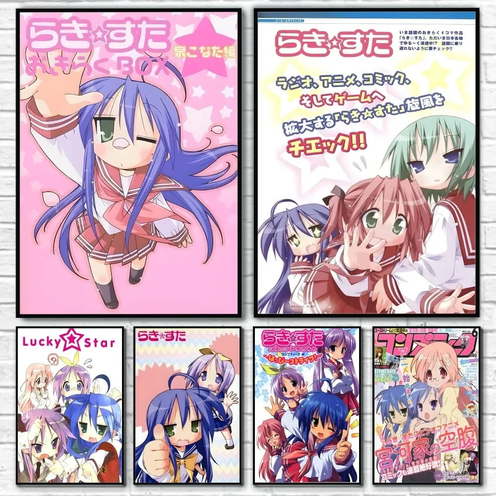 Anime Lucky Star Poster Fancy Wall Art Poster Canvas Printing Bedroom Office  Home Living Bed Room Bar Aesthetic Decor Gift