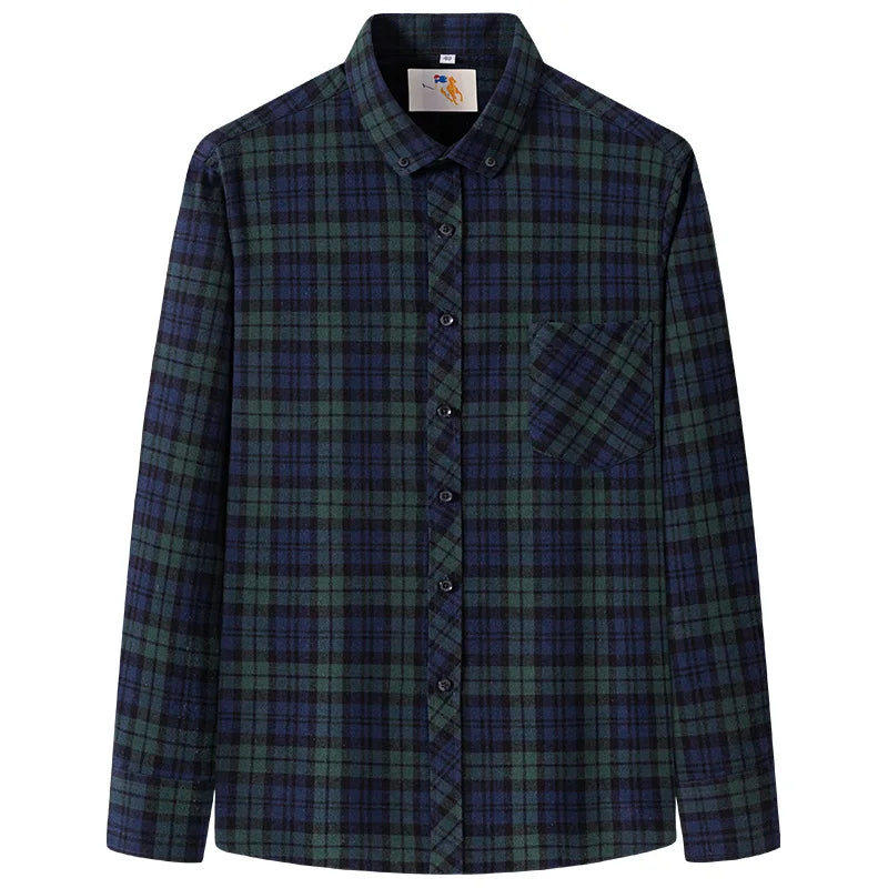 8XL Classic Plaid Men's Flannel Shirts Men Long Sleeve Casual Men's Flannel Shirts Men Long Sleeve Casual Big Size Single Pocket