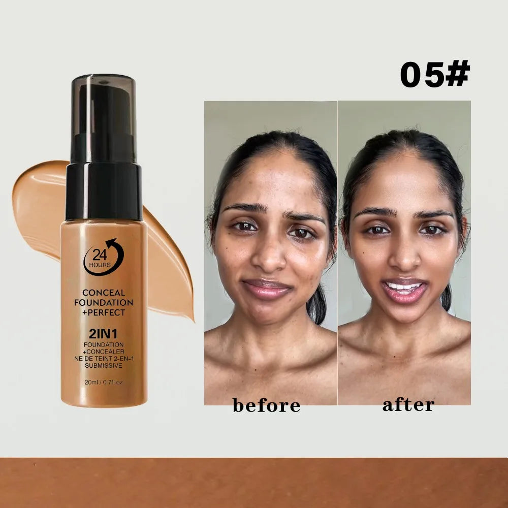 New Waterproof Liquid Foundation Oil-Control Matte Face Foundation Cream Full Coverage Creamy Texture Foundation Concealer Cream