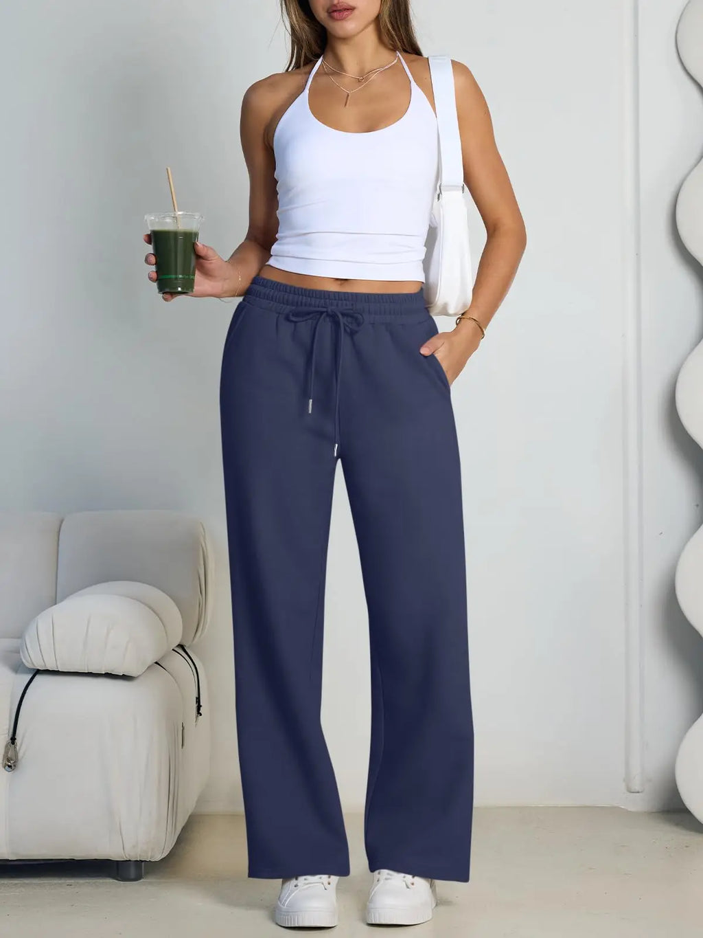 Women Summer Sweatpants 14 Colors Wide Leg Loose Fit Sports Pants Comfortable Drawstring Elastic Waist Casual Streetwear Joggers