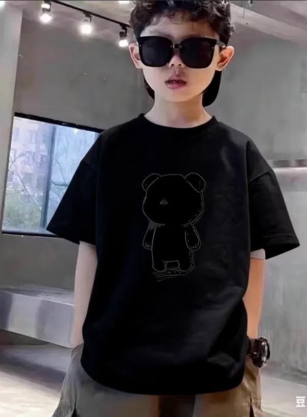 Nickelodeon Spring and Summer 100% Cotton Short-Sleeved T-Shirt - Cute Cartoon Print - Versatile Top for Boys and Girls
