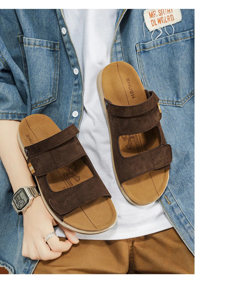 Men's high quality Casual sandals Summer breathable lightweight outdoor beach shoe Slip on walking Daily wear double-use sandals