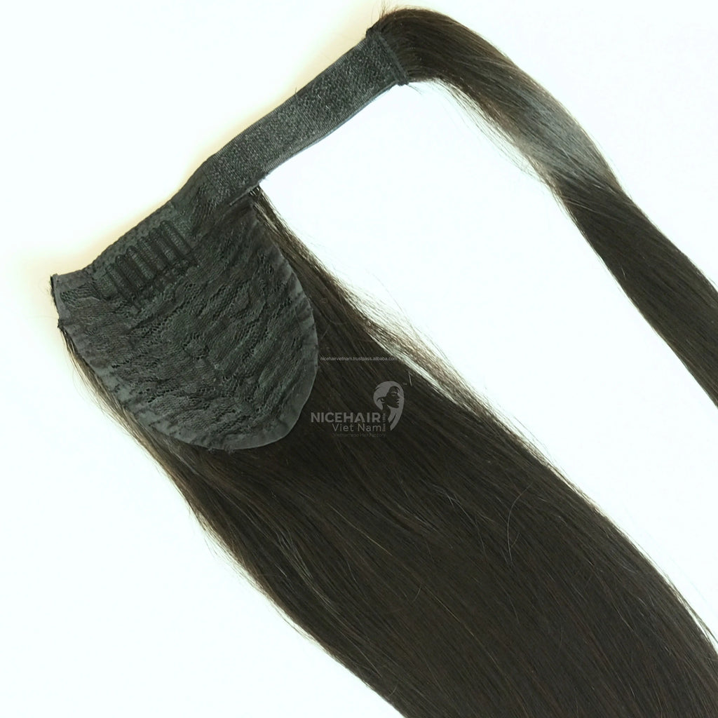 Wholesale Raw Ponytail Vietnamese Virgin Hair Vendors Soft Silky Cuticle Aligned Ponytail Non-Chemical Natural Straight Style