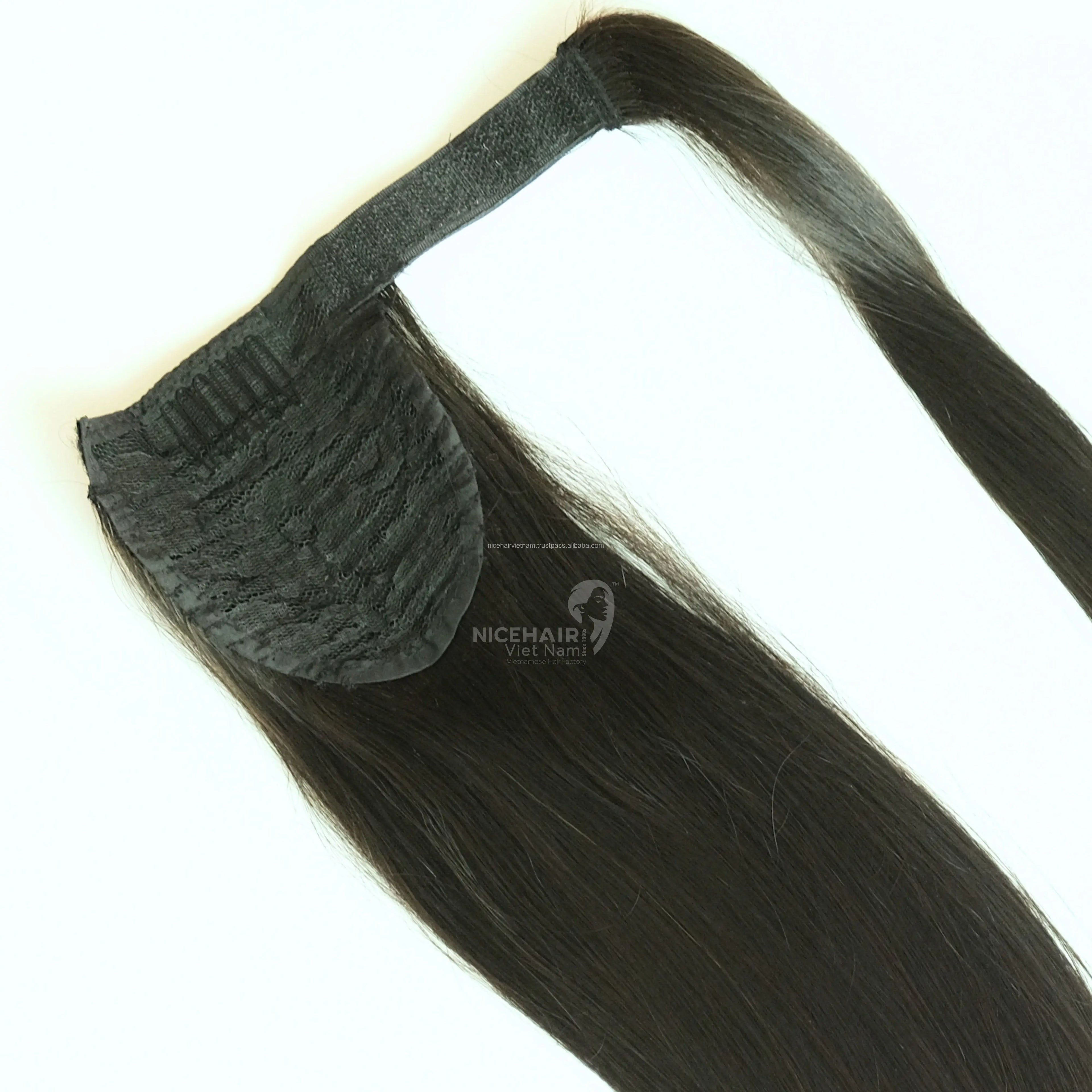 Wholesale Raw Ponytail Vietnamese Virgin Hair Vendors Soft Silky Cuticle Aligned Ponytail Non-Chemical Natural Straight Style