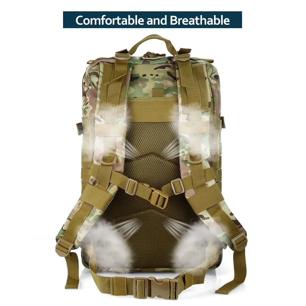 50 Liters Outdoor Tactical Dual Shoulder Large 3P Backpack Backcountry Cycling Sports Backpack Travel Attack Camouflage Multi-Fu