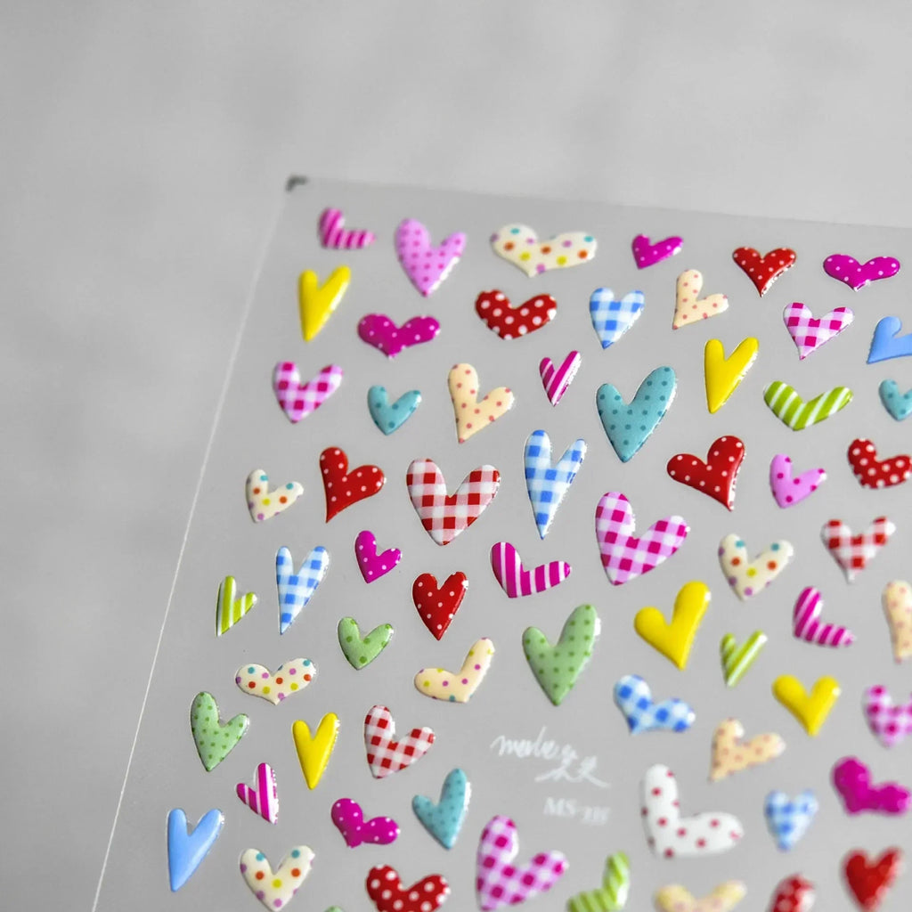 5D Gradient Love Gem Glitter Love Heart Colorful Cat's Eye Rhinestone Soft Self Adhesive Nail Art Stickers Shiny Manicure Decals