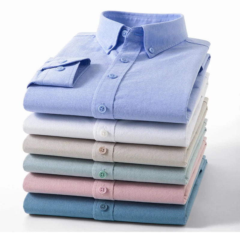 New 100% Pure Cotton Striped Shirt For Men's Long Sleeve Casual Regular Fit Soft Comfortable Business Social Shirts Men Clothing