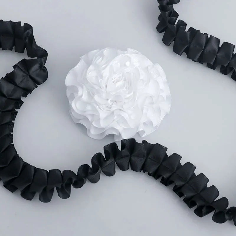 DIY Handmade Lolita Bag Accessories 2.5cm Width Polyester Ribbon with Pleated Ruffle Edge Lolita Decorative Clothes Hats Bags 1M