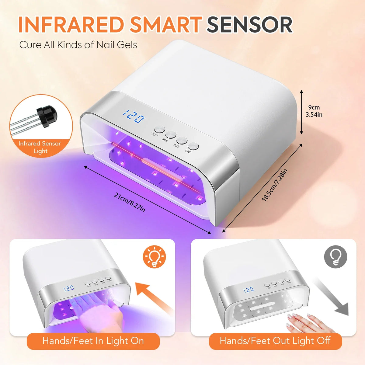 Zz High Power UV Nail Lamp Portable Nail Dryer with 4 Timer Settings, Professional Nails Lamp, and Intelligent Sensor Nails Tool