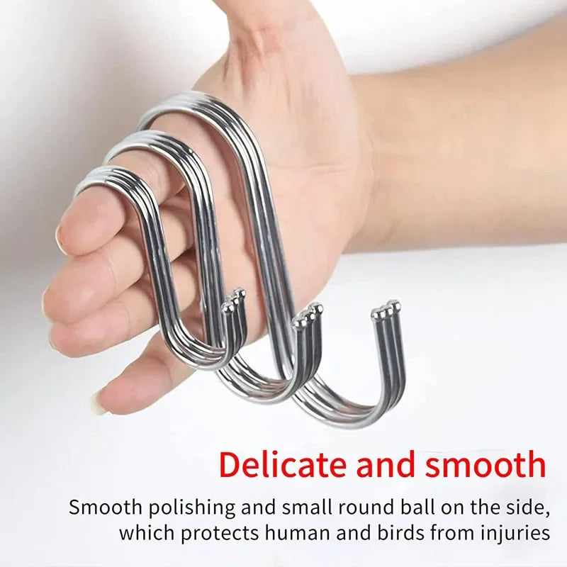 2/10Pcs S-Shape Hook Stainless Steel Clothes Bags Towels Plants Hanging Rack Multi-function Kitchen Bedroom Railing Hanger Hook
