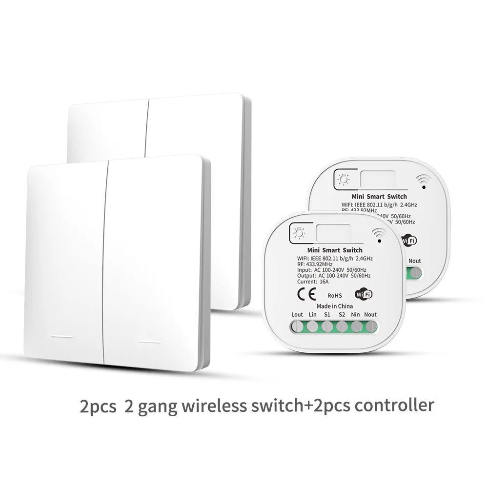 Outdoor Waterproof Smart Light Switch 1/2/3 Gang Tuya WiFi Self Powered No Battery Required with App & Voice Remote Control