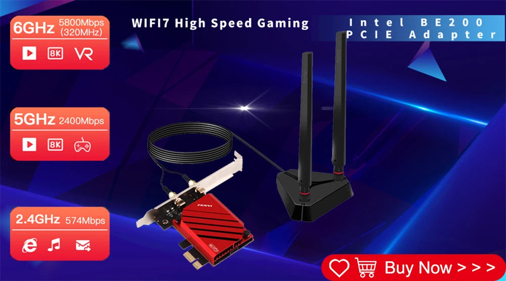 WiFi 7 For BE200 Wireless Network Card Bluetooth 5.4 WiFi BE200NGW NGFF Adapter 802.11AX 2.4G/5G/6GHz for Win10/11 PC