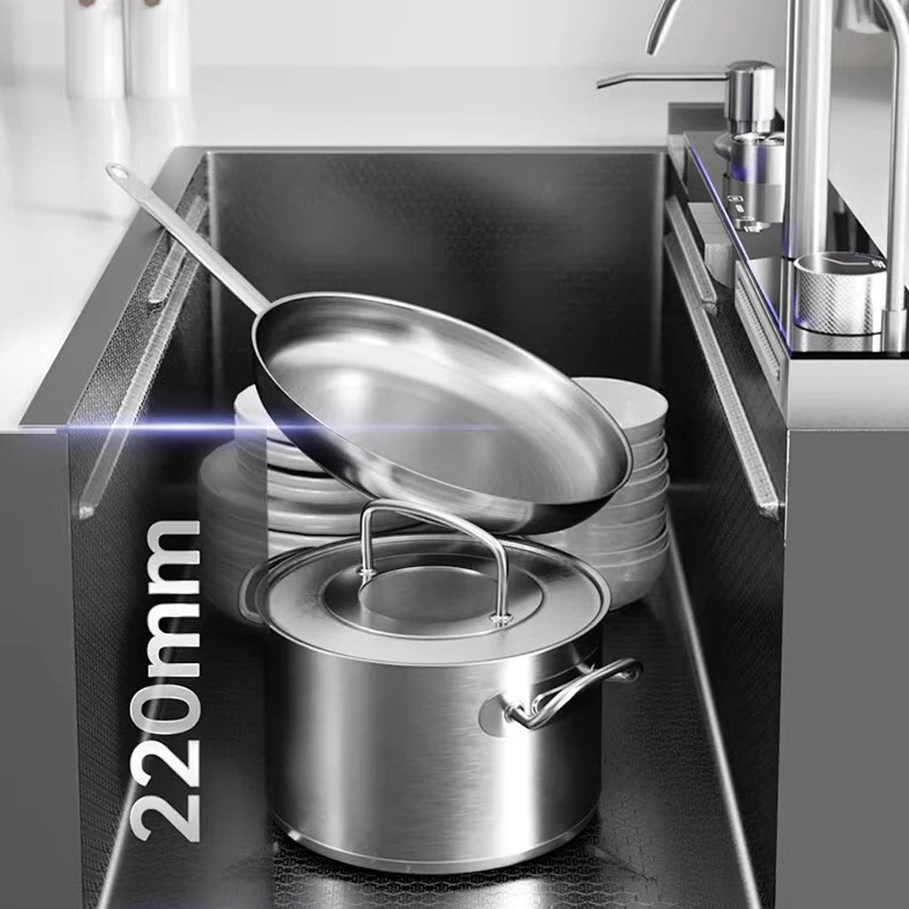 China Factory Kitchenroom Sink Multifunction Modern Smart Waterfall Stainless Steel Sink Kitchen Kitchen Sinks with 4function