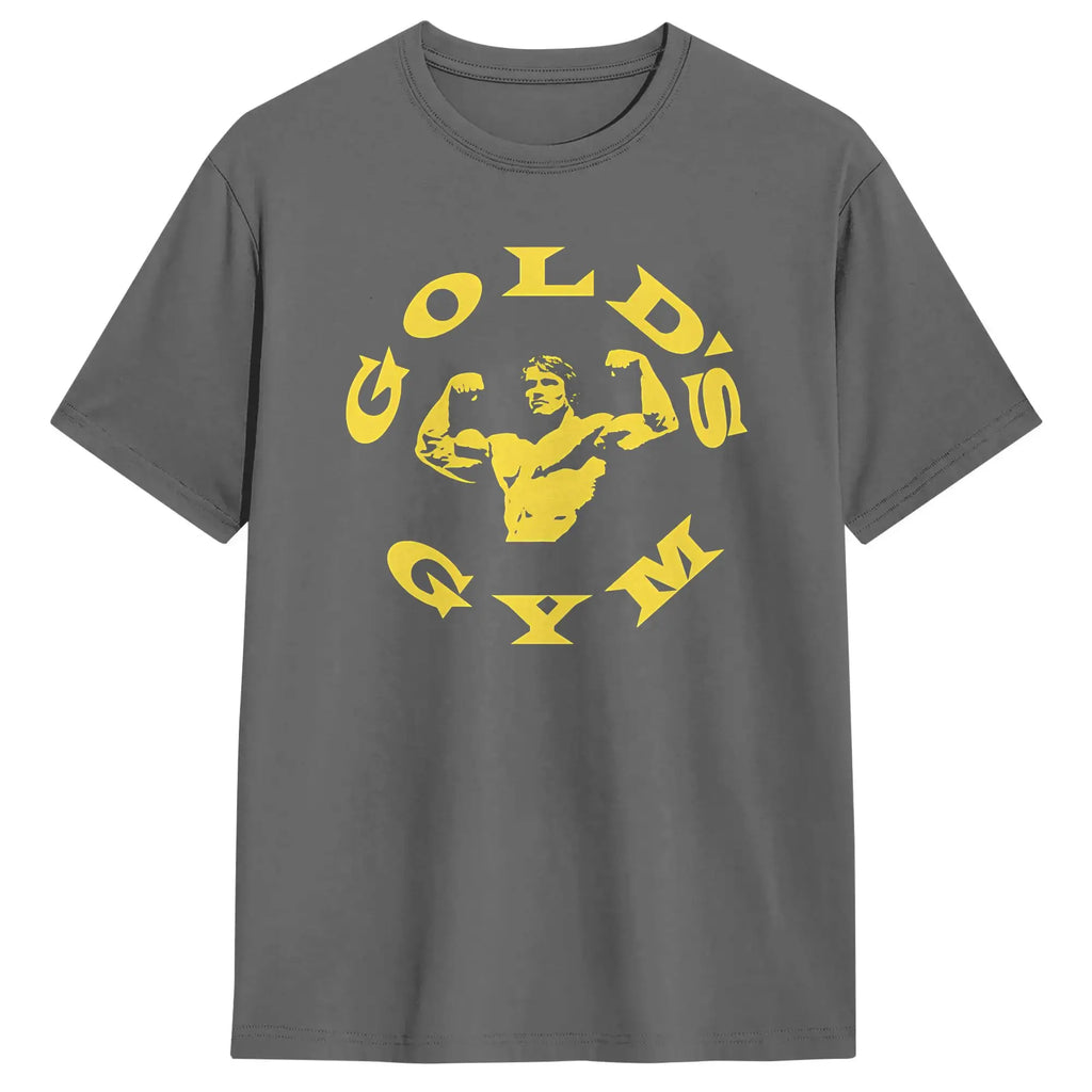 Men T-Shirts Arnold Schwarzenegger Golds Gym Casual 100% Cotton Tees Short Sleeve  T Shirt Crew Neck Tops 6XL