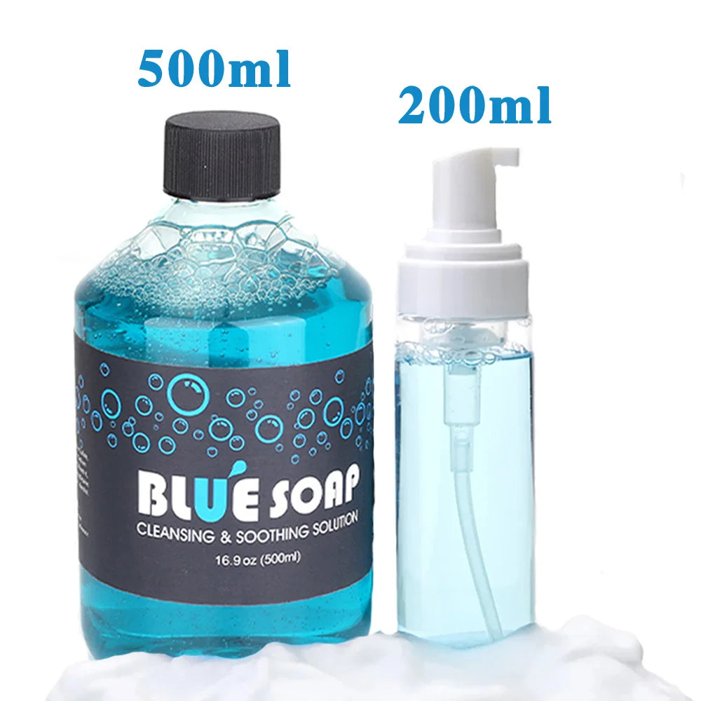 500/40ML Tattoo Blue Soap Cleaning Soothing Solution With Tattoo Foam Diffuser Bottle Blue Algae Soap and Bottle Cleaning Supply