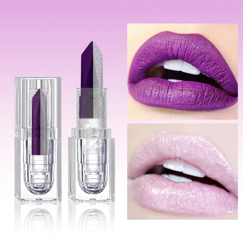 2 in 1 Glitter Lipstick, Gradient Shiny Lip Gloss, Long Wear Festival Lip Makeup for Halloween & Christmas
