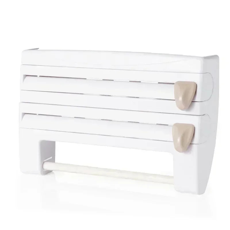 Kitchen Cling Film Tissue Holder Sliding Knife Cutter Aluminum Foil Barbecue Paper Cutting Box Household Towel Storage Racks