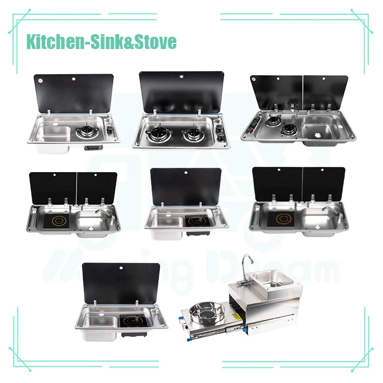 JDA Wholesale SS304 RV Built-In Gas Burner And Induction Cooker For Caravan Camper & Marine Use