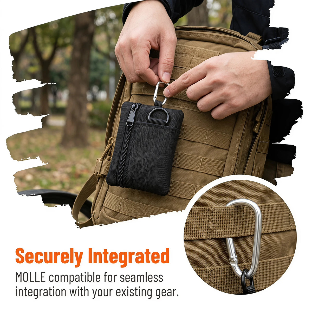 Pomelo Best Oxford Fabric Mini Zipper Wallet With Carabiner Key Card Coin Storage Pouch