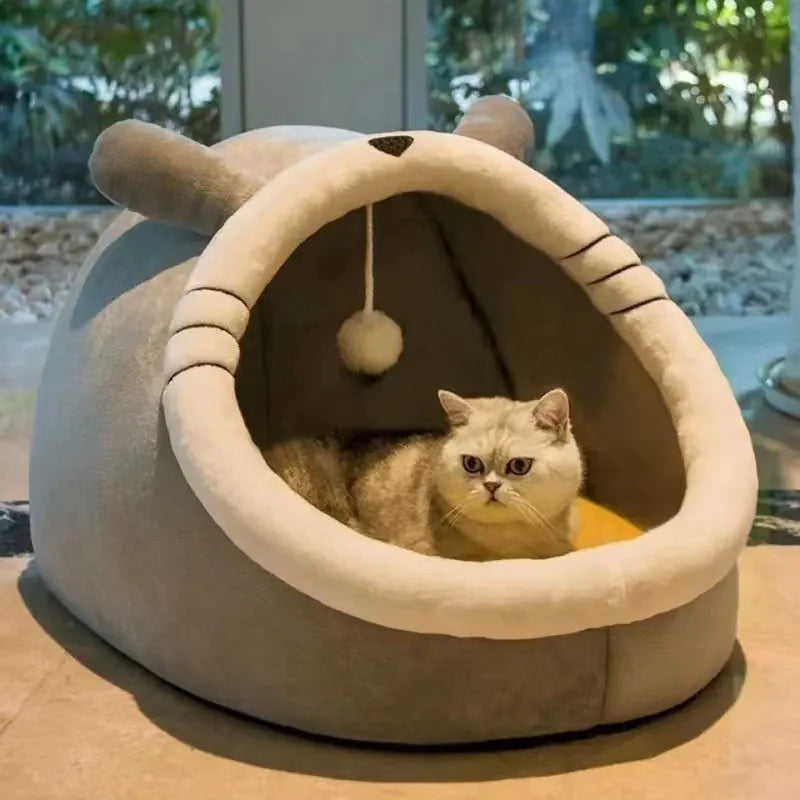 h Tent Cave Bed for Cats Small Dogs Self-Warming Cat Tent Bed Cat Hut Comfortable Pet Sleeping Bed Foldable Removable Washable
