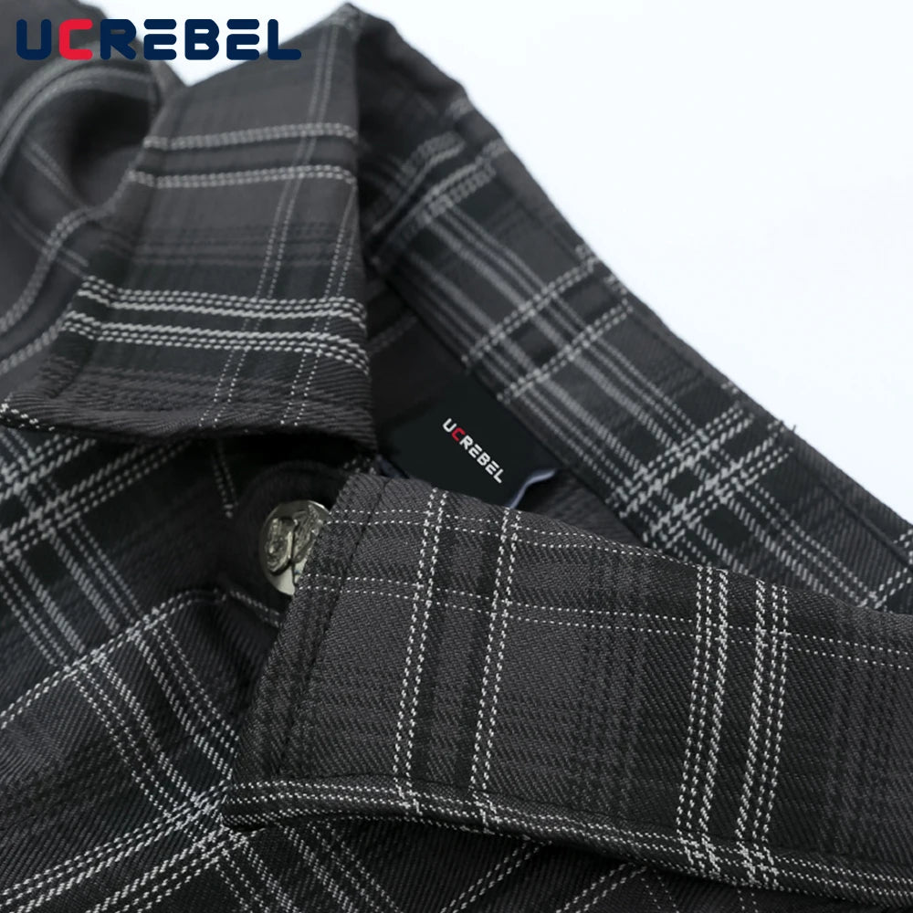 Chicano Safari Short Sleeve Shirt Mens Summer Streetwear Casual Loose Letter Embroidery Lapel Plaid Shirt Man