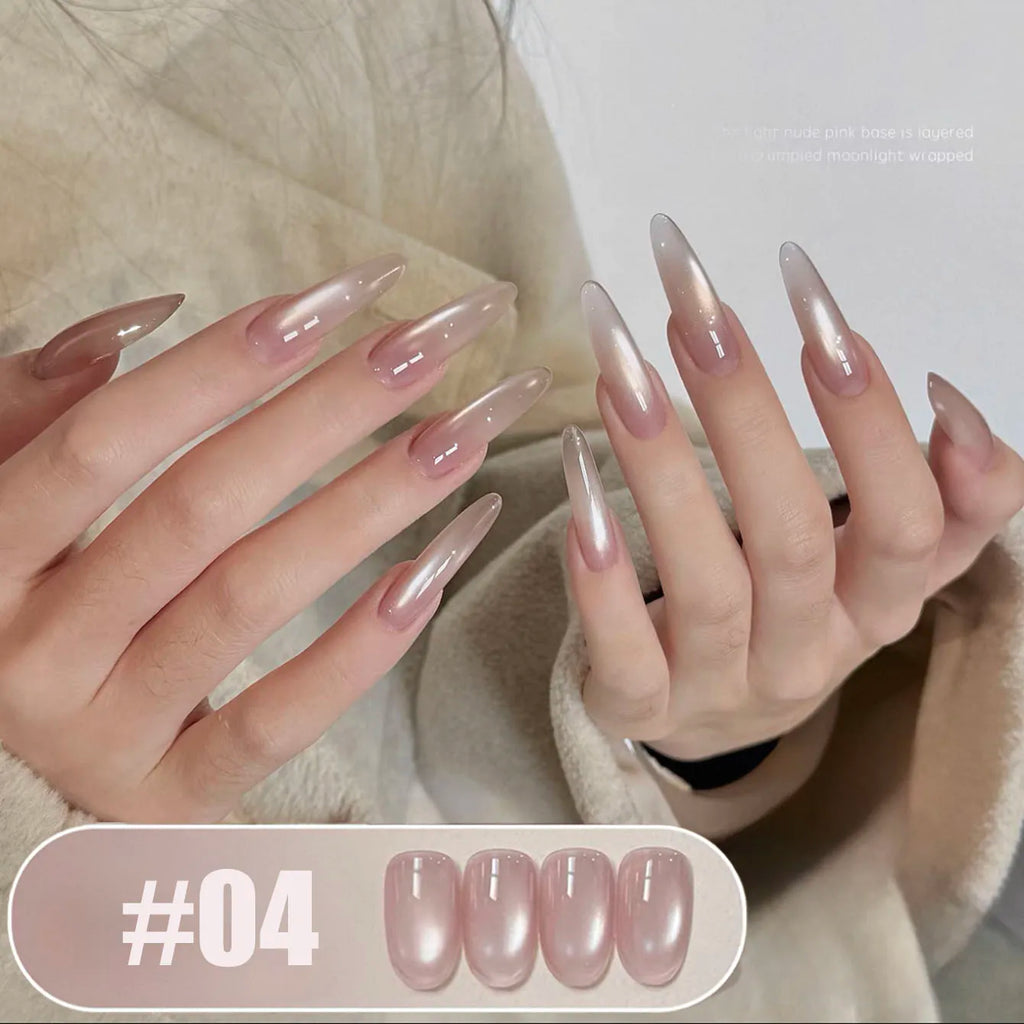 MIANEL 2026 10ML Lover Cat Eye Nail Gel Nude Pink with Sparkling Golden Light Glass Bead for Flattering Cat Eye Manicure