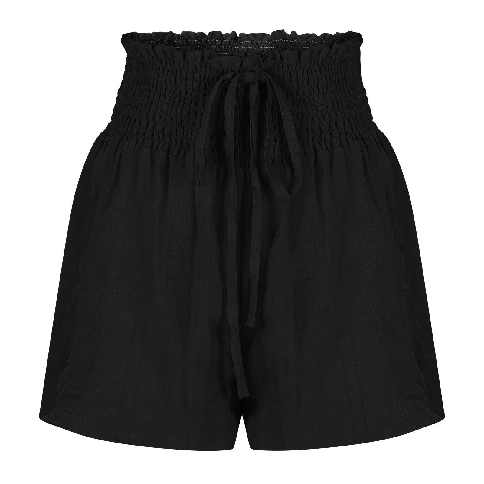 Women Casual High Waist Shorts Skirt Smocked Elastic Drawstring A-Line Flowy Short Skirt Pants Summer Solid Color Beach Skorts