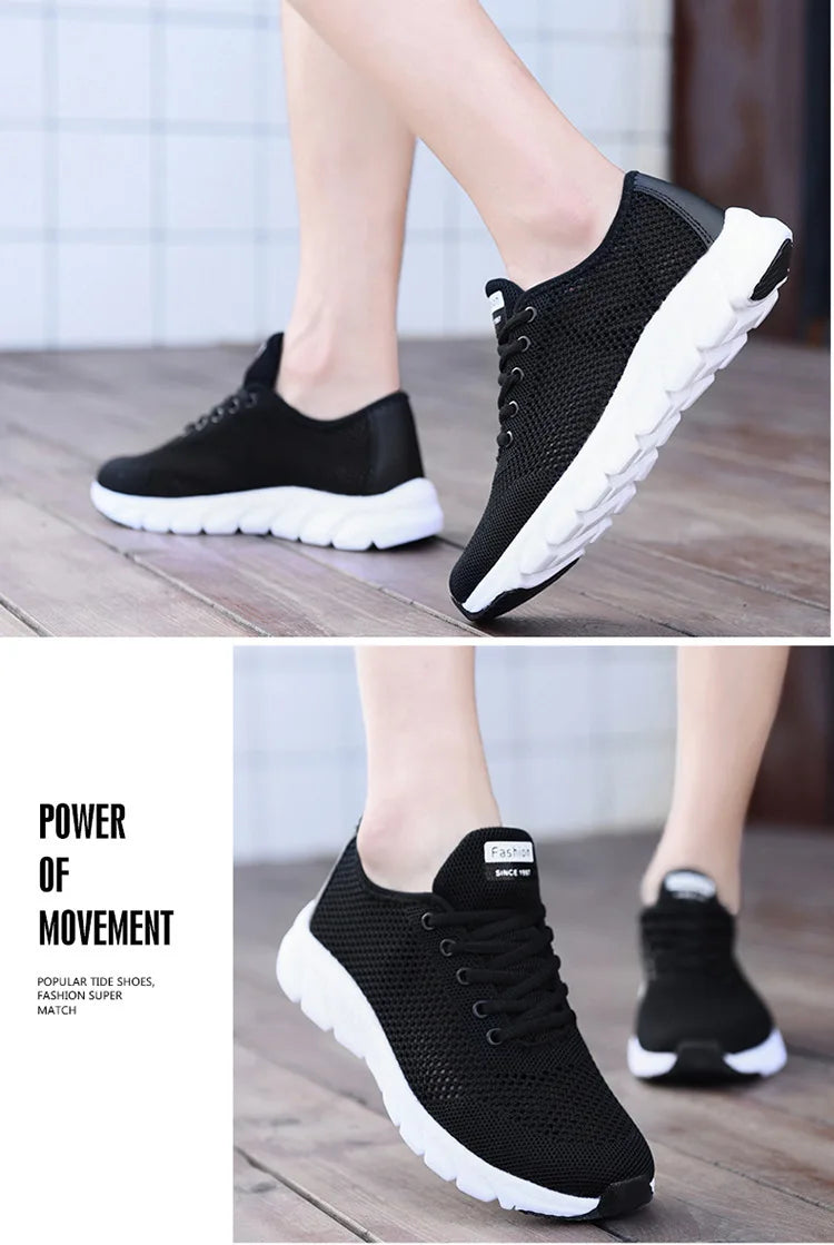 White Mesh Shoes Woman Summer Breathable Flat Sneakers Sports Tennis Shoes for Women Casual  Lightweight Running Shoes Ladies