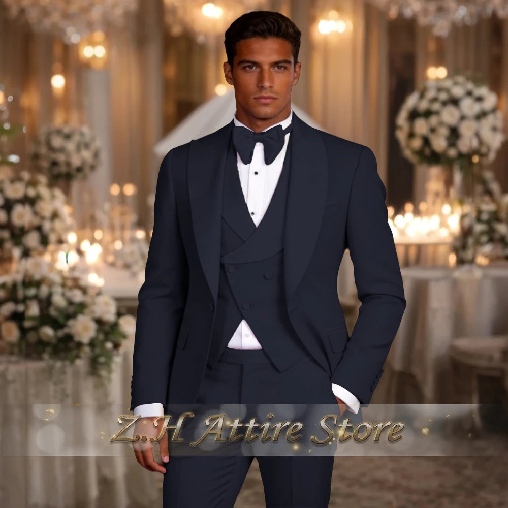 Elegant Pink Men's 3pcs Suit Spliced Satin Lapel Jacket Vest Pants Custom-Made Set for Wedding Groom Cocktail Birthday Party