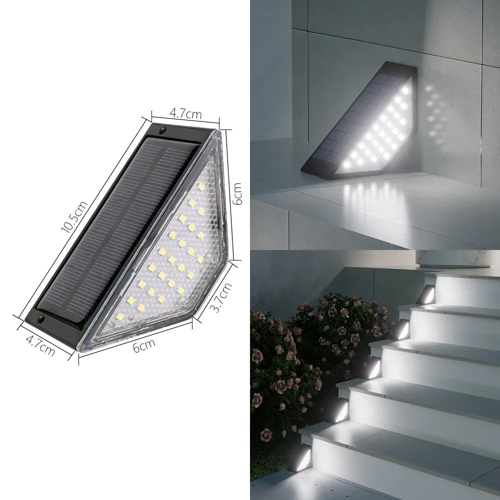 Outdoor Solar Stair Lights  12LM Auto Dimming Step Lamp  Driveway  Porch  Landscape  Easy Install No Wiring Needed