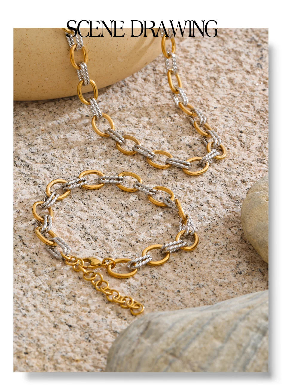 Yhpup Stainless Steel Metal Handmade Chain Statement Necklace Bracelet 2026 PVD Plated Waterproof Popular Statement Jewelry
