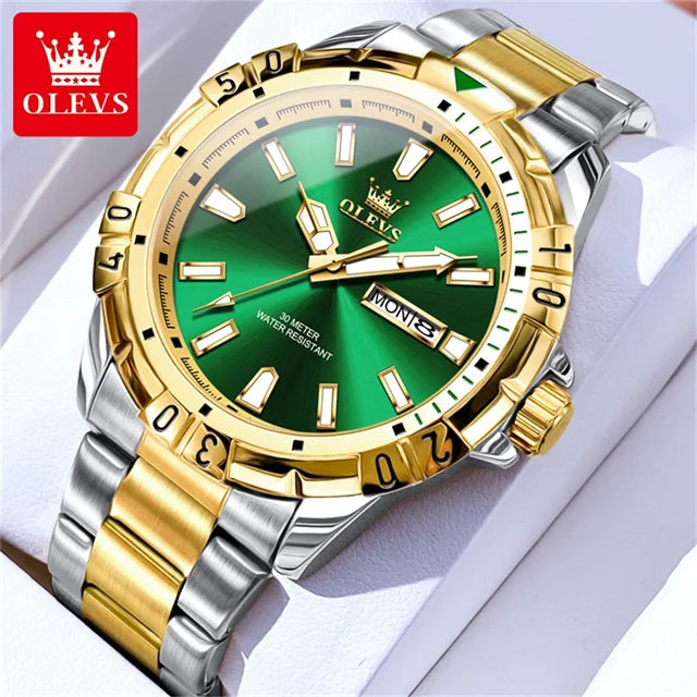 OLEVS 5560 Luxury Brand Man Quartz Watch Waterproof Stainless Steel Strap Watches for Men Dual Calendar Business Men Wristwatch