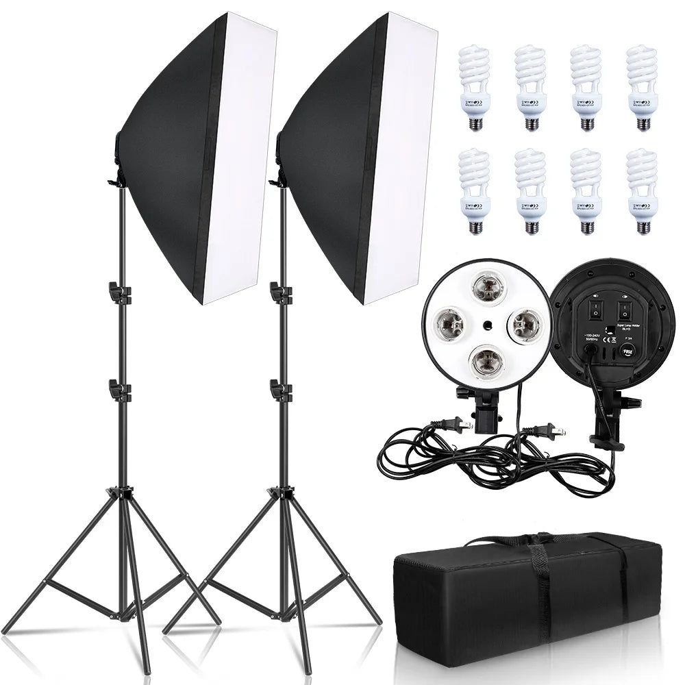 5500K Photography Daylight 4PCS 45W High Bright  Fluorescent Lighting Bulbs E27 Base For Photographic Photo Video Studio