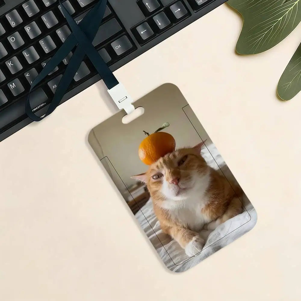 Kitty Cute Cat Meme Funny Card Holder Cardcase Bank Credit Student ID Subway Work Permit Badge Holder Door Card