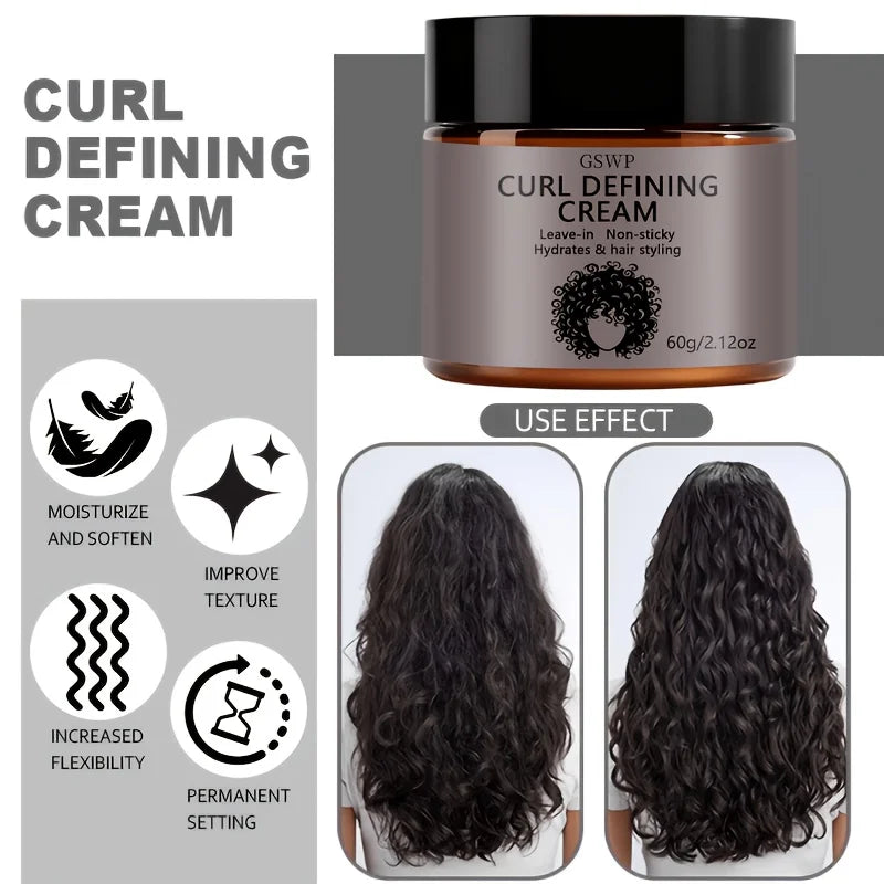 GSWP Curl Defining Cream. Contains Argan Oil. Sets Curls and Creates Perfectly Defined Waves. Controls Frizz. 60/120g