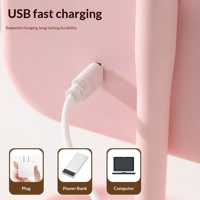 Unique Designer Vanity Mirror Touch Control Three Color LED Light Desktop Bedroom Makeup Accessory