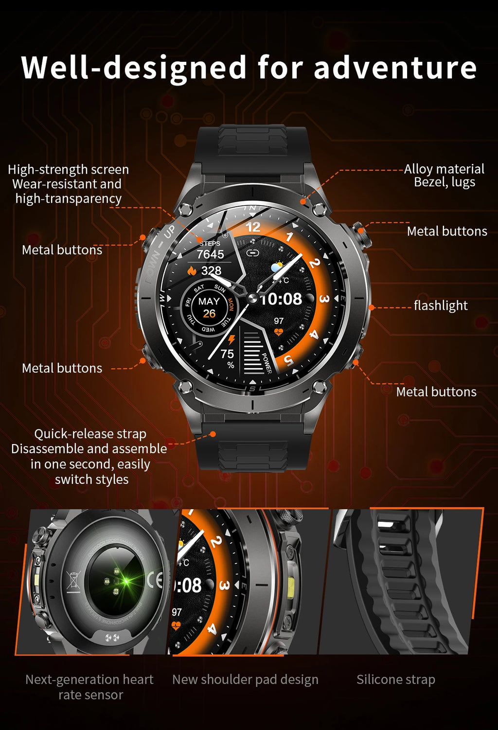 2026 New GPS Smart Watches 10 ATM Waterproof Built-in Dual-band GNSS Compass Military Sport Men SWIM Smartwatch For Android IOS