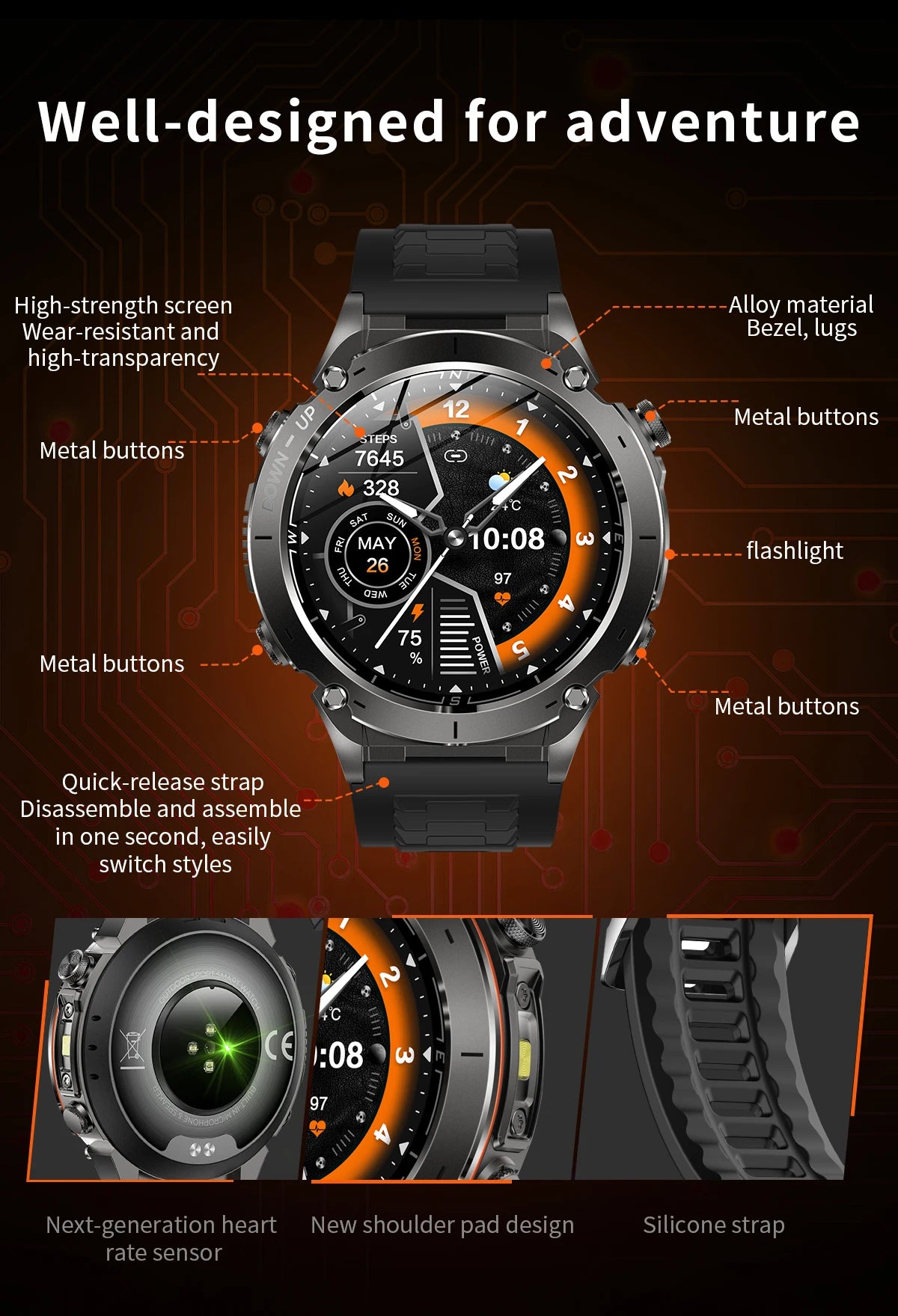 2026 New GPS Smart Watches 10 ATM Waterproof Built-in Dual-band GNSS Compass Military Sport Men SWIM Smartwatch For Android IOS