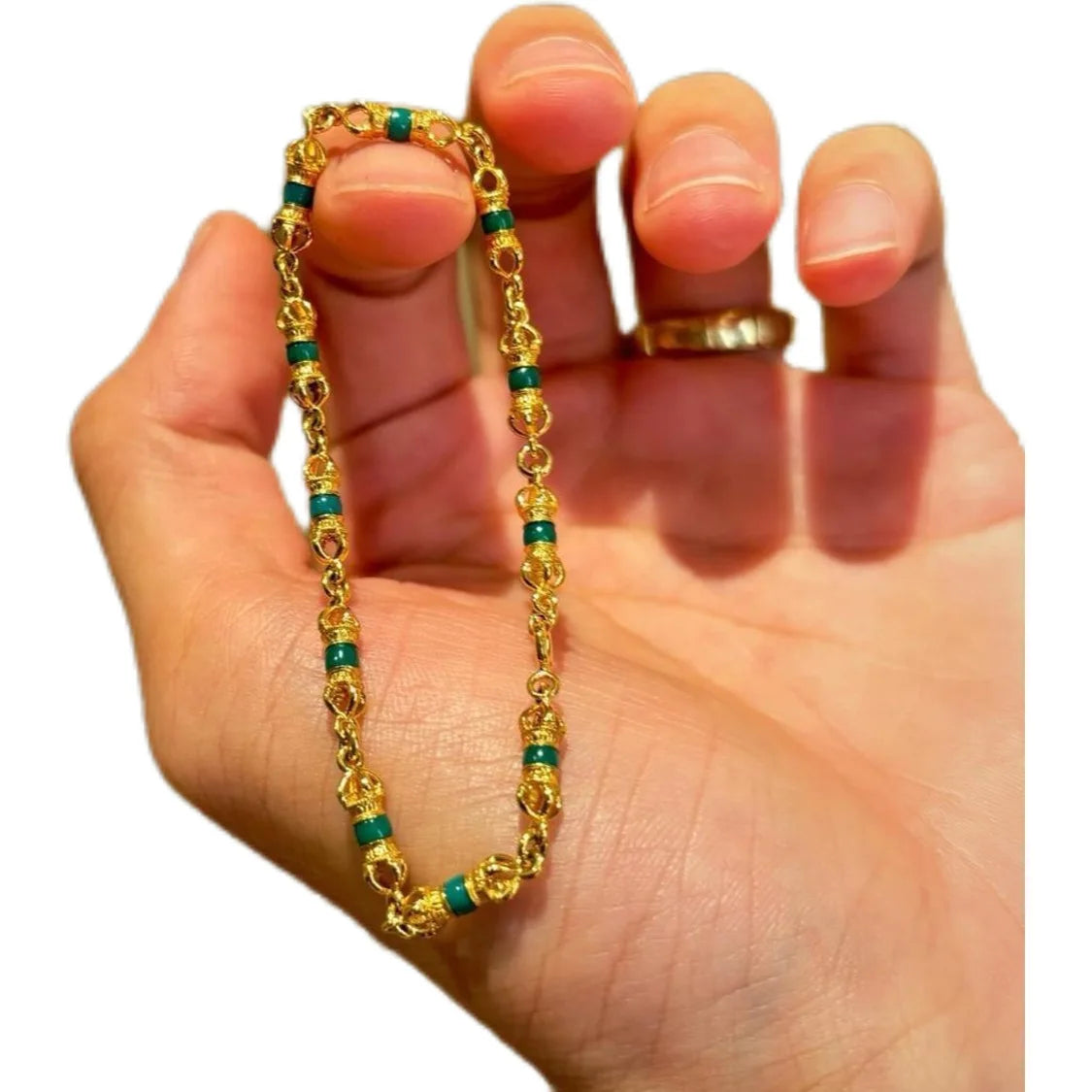9999 24K real gold Tibetan-style turquoise beaded bracelet ancient color vajra accessories bracelet men and women