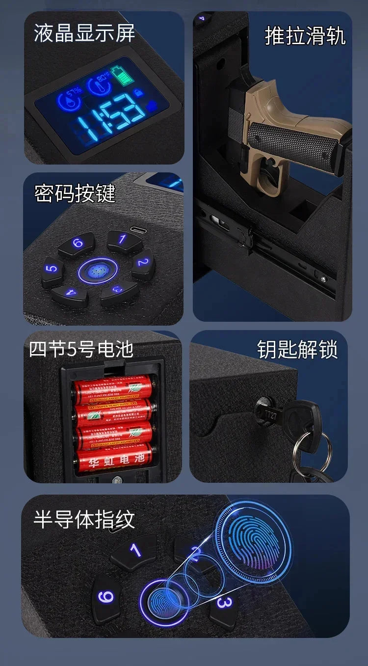 Sliding Gun Case Thickened And Shock-resistant Fingerprint Password Key Lock Gun Safe Sliding Gun Equipment Case