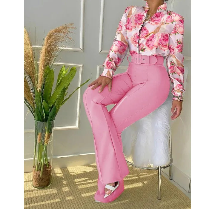 Pants 2 Piece Sets Womens Outfits Fashion Versatile Casual Girdle Blouse Suit of Female Streetwear Autumn and Winter New 2023